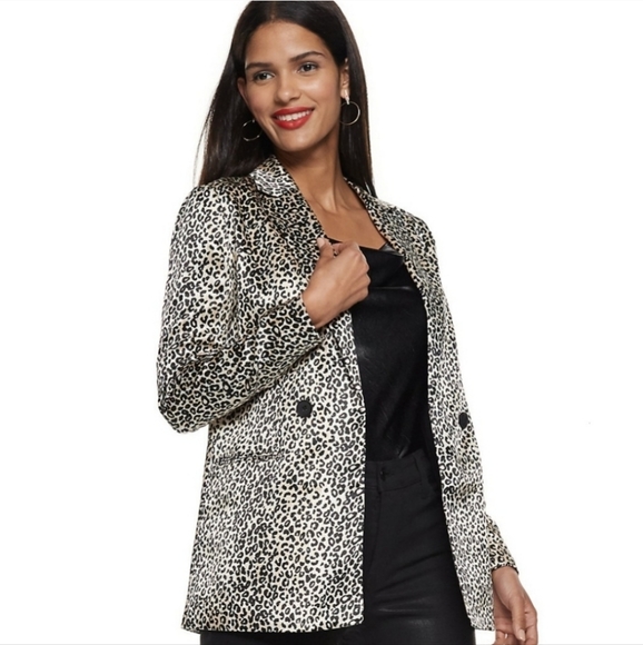 NINE WEST Animal Print Blazer Career Size Large - Picture 2 of 15